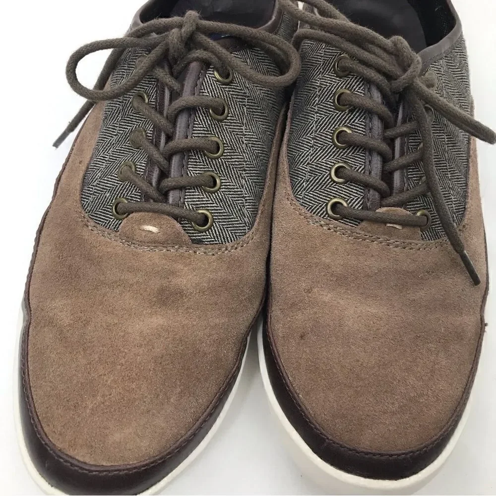 Roberto Vasi Brown Suede and Tweed Lace Up Casual Shoes